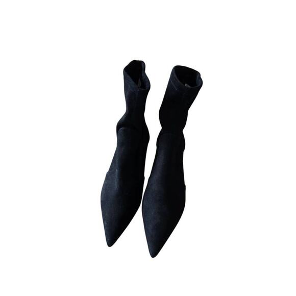 Stuart Weitzman Boots Size 7 Power Bootie Suede Leather Pointed Toe in Black NEW - Picture 4 of 8